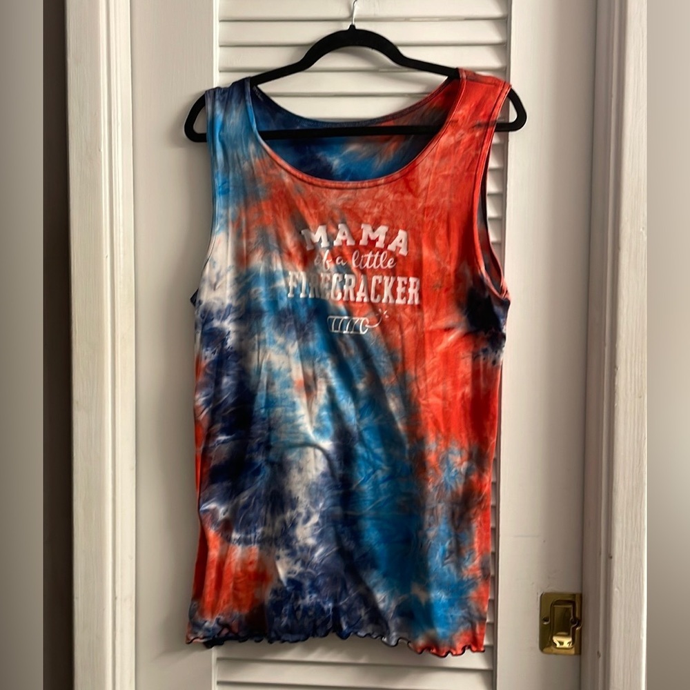 “Mom’s” Firecracker Shirt - super soft, flaw in pic, See Matching Daughter Shirt